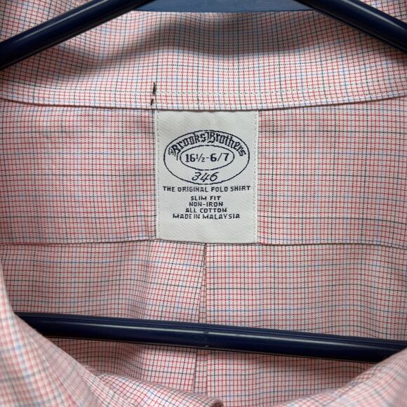 Brooks Brothers Button Down Shirt, White Red Blue Windowpane, Men
Size 16.5 6/7 - Picture 2 of 6